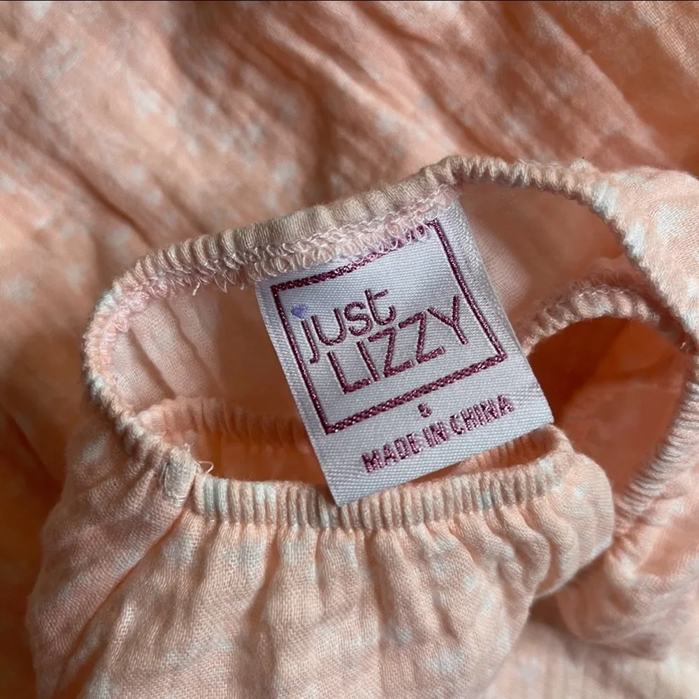 Just Lizzy 2 Piece Tank Top & Shorts Vine Pattern Pink Muslin Outfit
